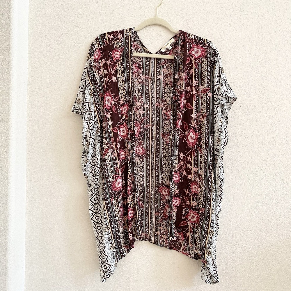 Andree By Unit Womens Kimono Open Cardigan Sz S‎ Multicolor Floral Boho Topper